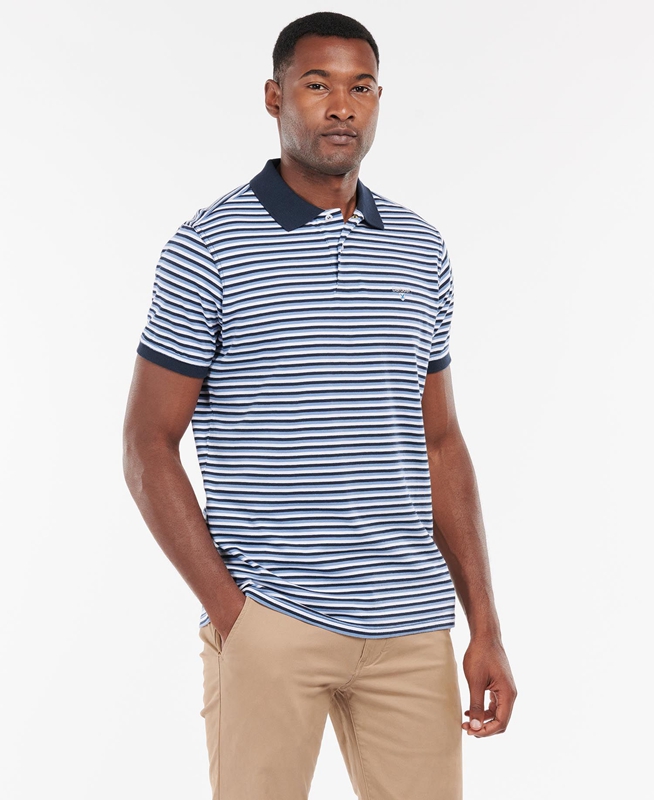 Blue Barbour Swinden Men's Polo shirts | PZNB-90562