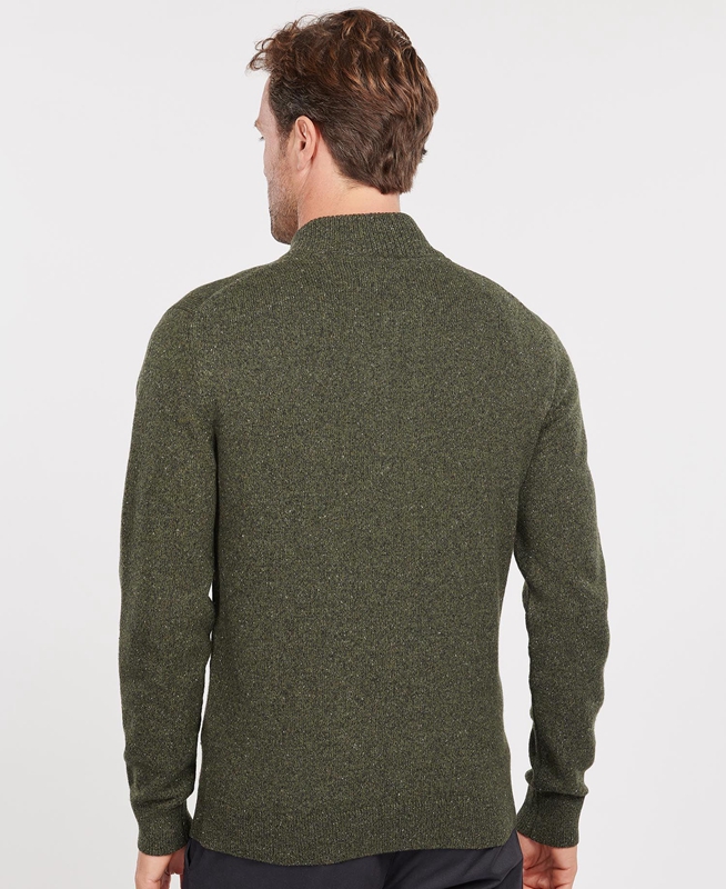 Green Barbour Essential Cardigan Tisbury Zip Through Men's Sweaters | YKXN-62783